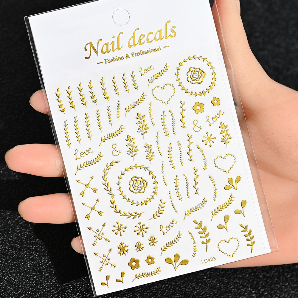 Cardboard Style Beautiful Laser Sier Heart-shaped Nail Stickers