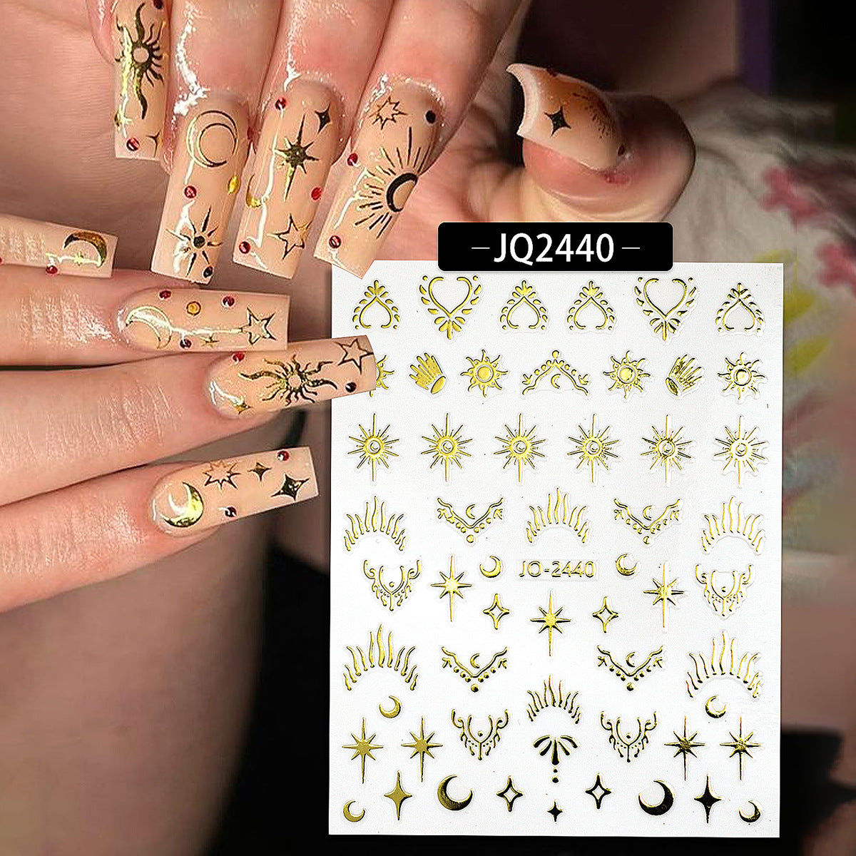 Moon Liquid Hollow Metal Four Awn Nail Stickers