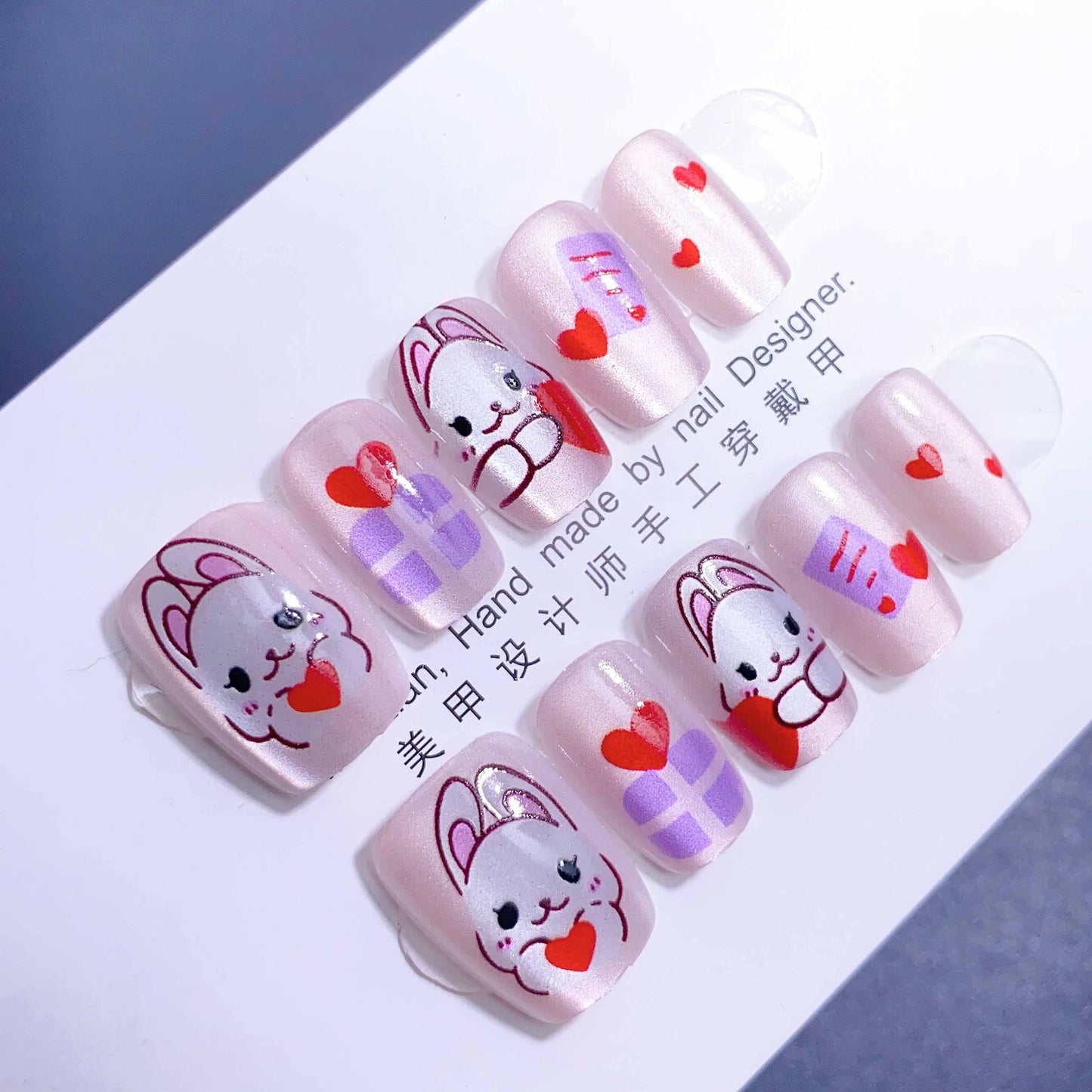 Handmade Wear Short Cat High-grade White Nail Stickers