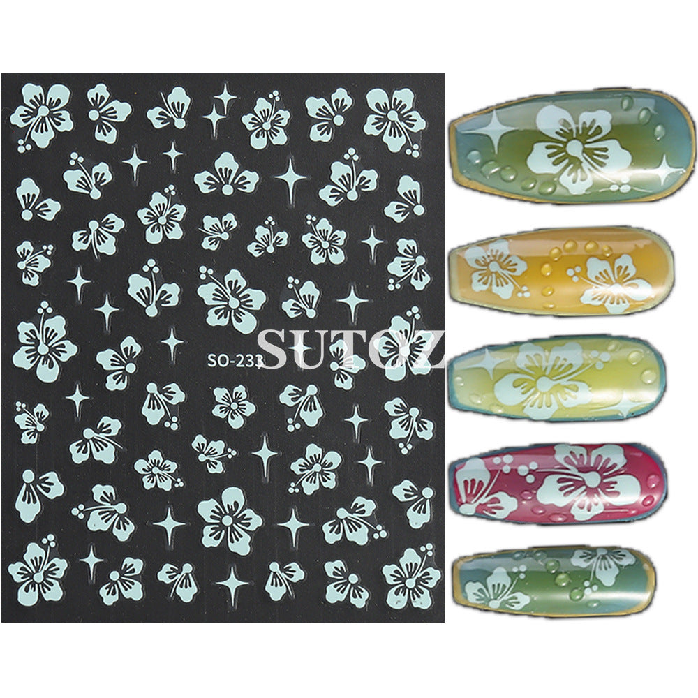 Summer Fresh Romantic Cherry Blossoms Back Nail Stickers