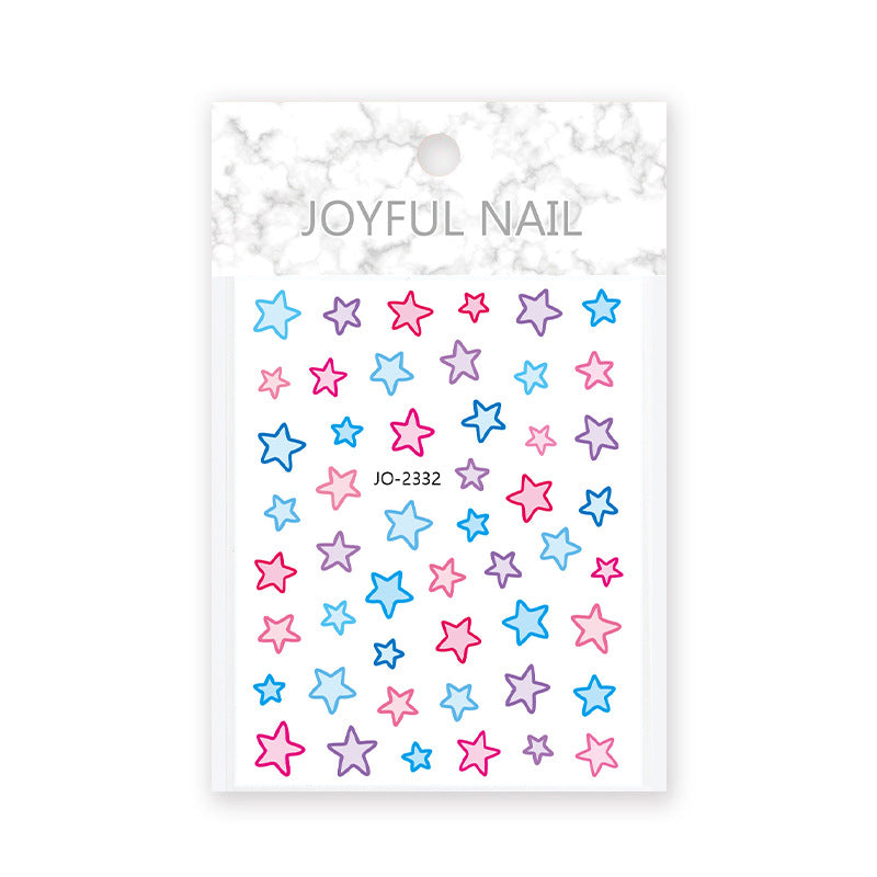 Macaron Five-pointed Star Love Adhesive Decals Nail Stickers