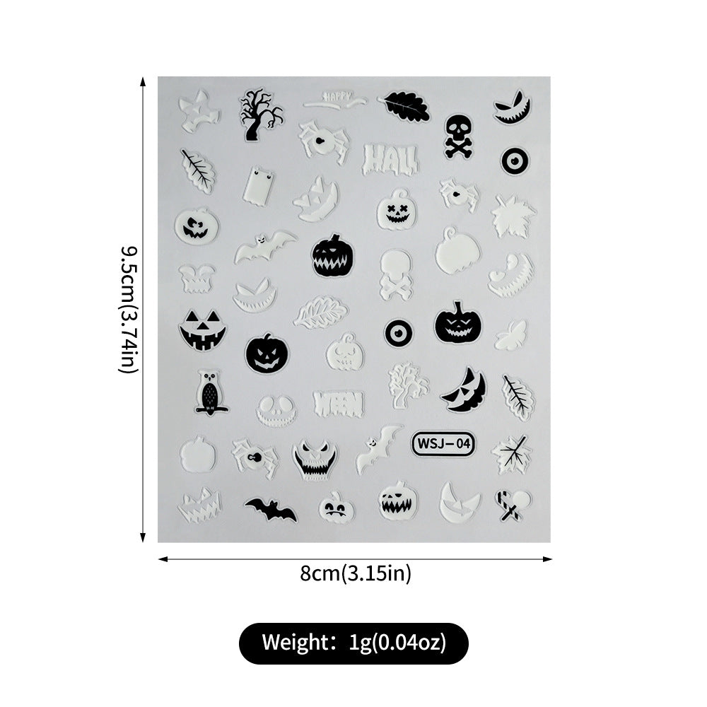 Luminous Bat Pumpkin Day Fingernail Decoration Nail Stickers