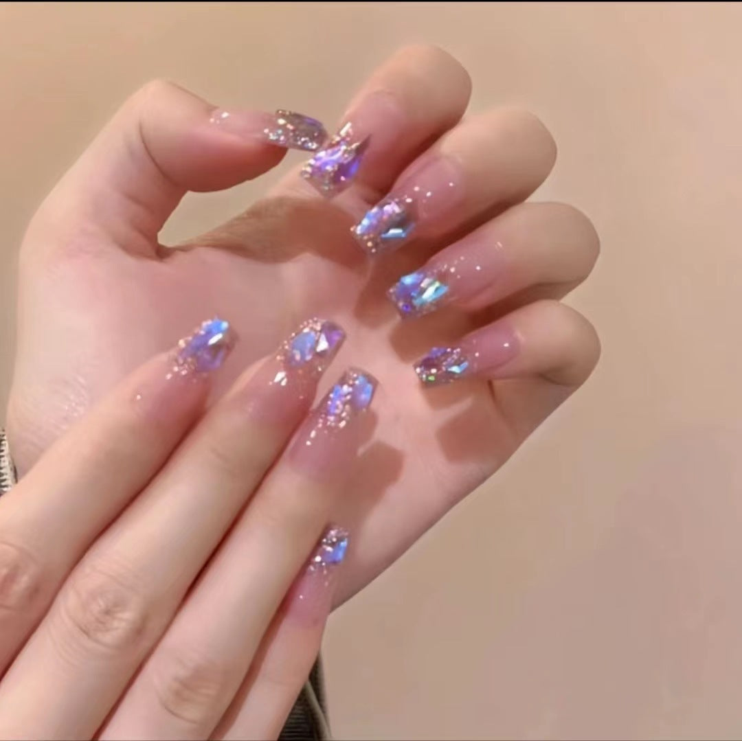 Genie Dream Gradient Aurora Diamond Wear Armor Nail Art