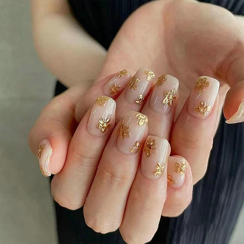 Liquid Butterfly Dark Golden Flower Star Nail Stickers