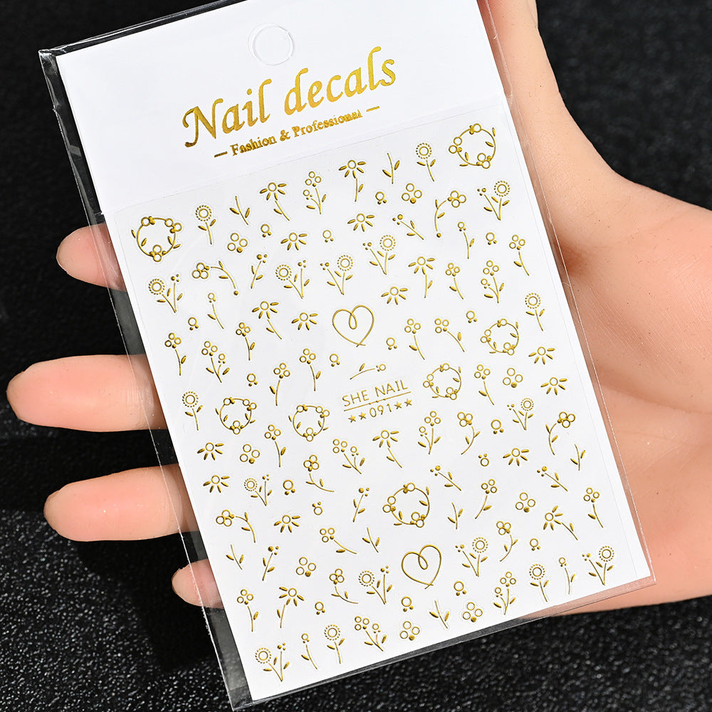 Cardboard Style Beautiful Laser Sier Heart-shaped Nail Stickers