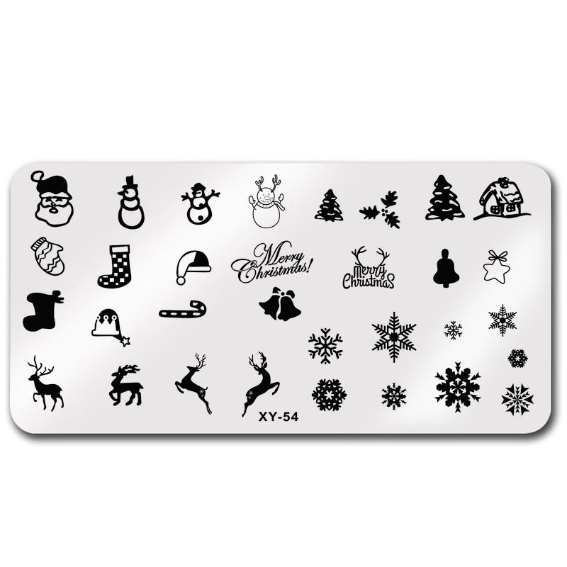 Plate Rectangle Transfer Print Template Christmas Snowflake Nail Tool Set