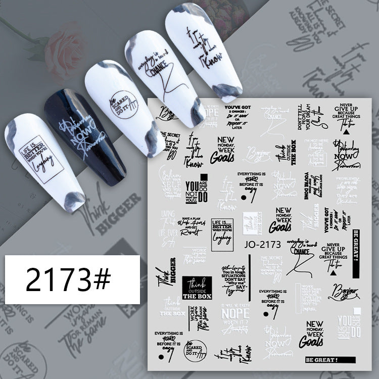 English Alphabet Paper Tape Adhesive Simple Nail Stickers