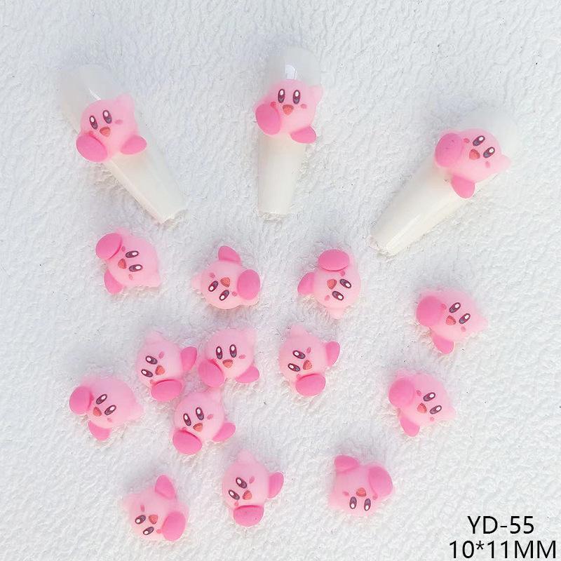 Cartoons Animation Cute Kirby Doll Ornament Resin Nail Care Nail Art