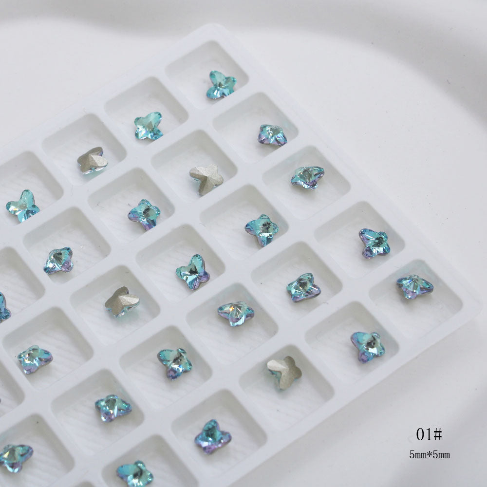 Flash Electroplating Lake Butterfly Fat Square Nail Care Nail Art