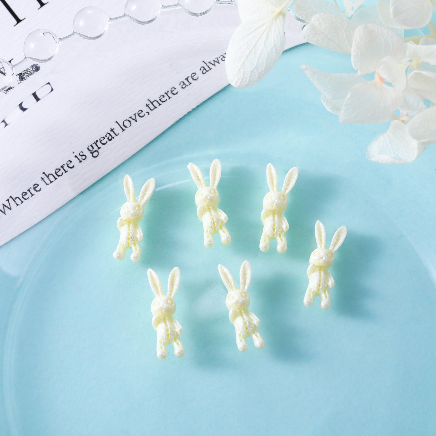 Luminous Skull Rabbit Ornament Cute Cartoon Nail Care Nail Art