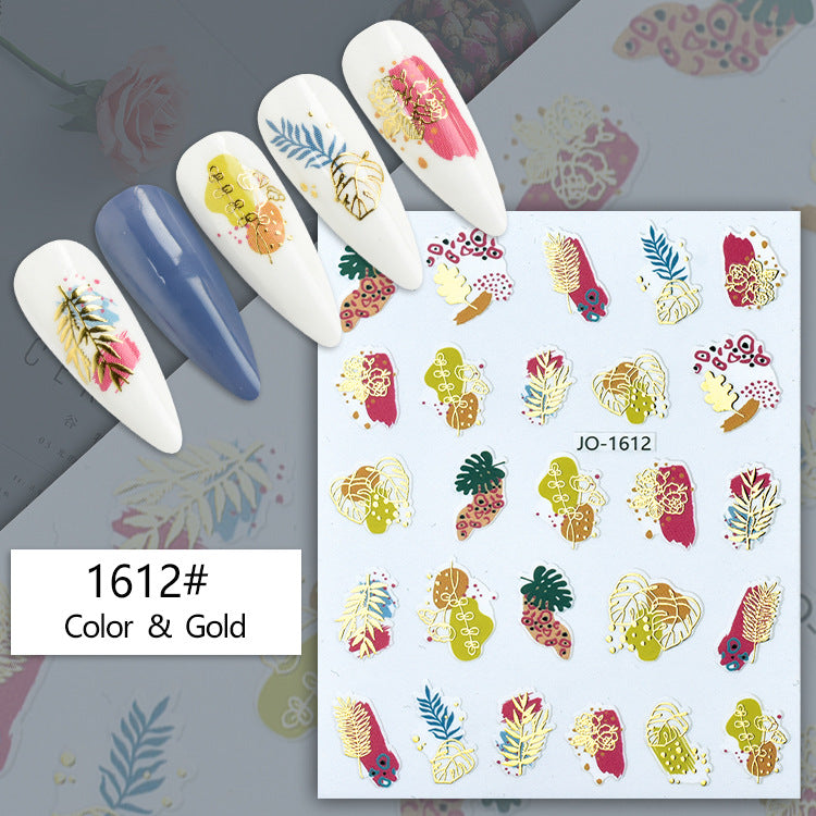 Geometric Abstract Gilding Leaves Color Hawaiian Nail Stickers