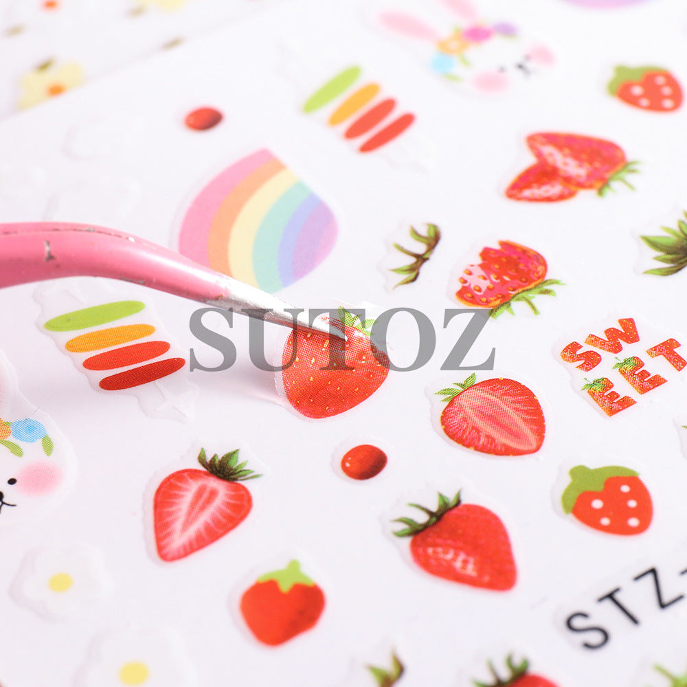 Style Strawberry Peach Bear Cute Series Nail Stickers