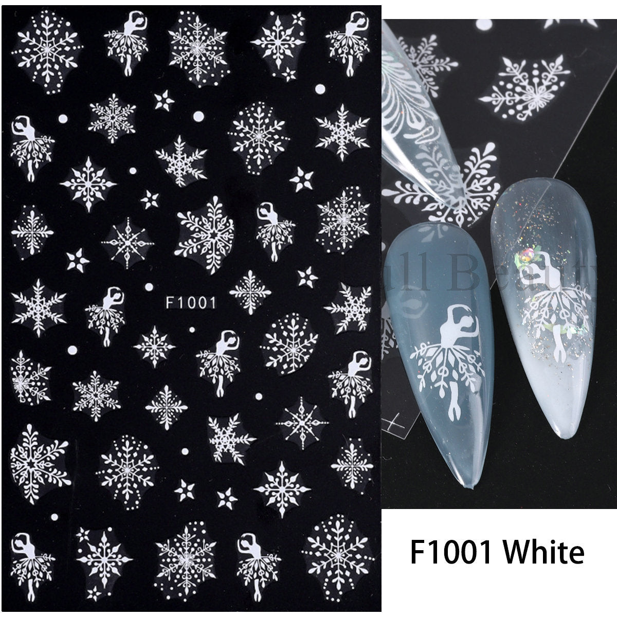 Christmas White Snowflake Winter Ballet Adhesive Nail Stickers