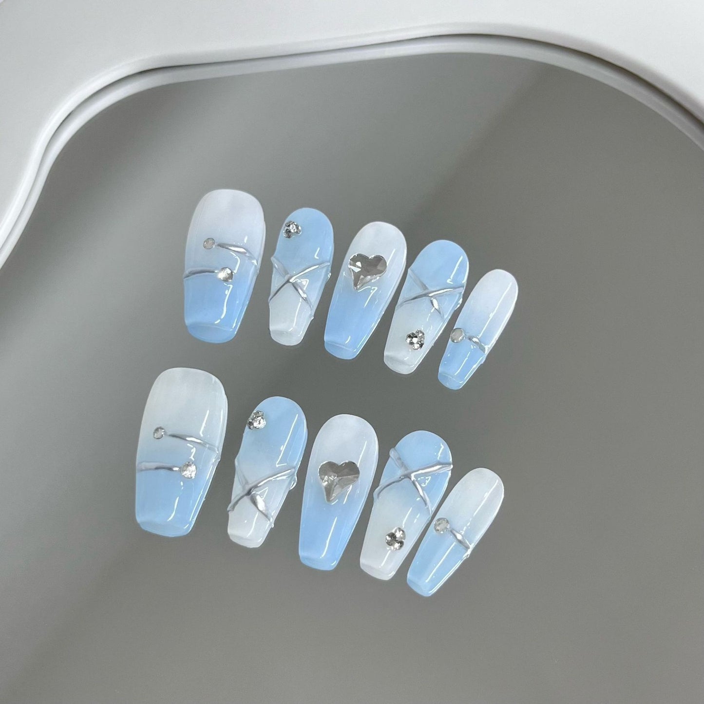 Nail Art Flash UV avec cristaux de cœur et diamant