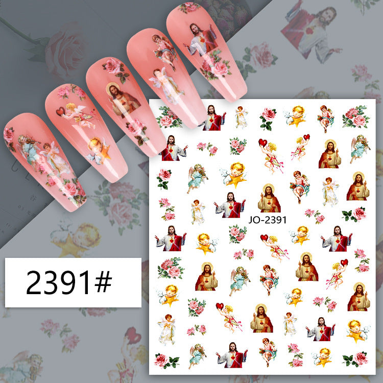 Retro Virgin Little Pattern Cupid Angel Nail Stickers