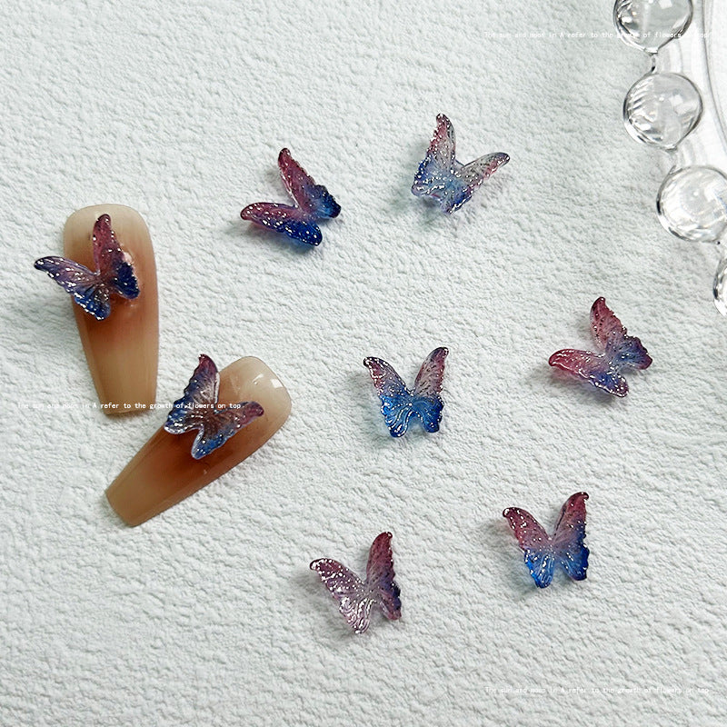 Flash Butterfly Ornament Two-color Luminous Small Nail Care Nail Art