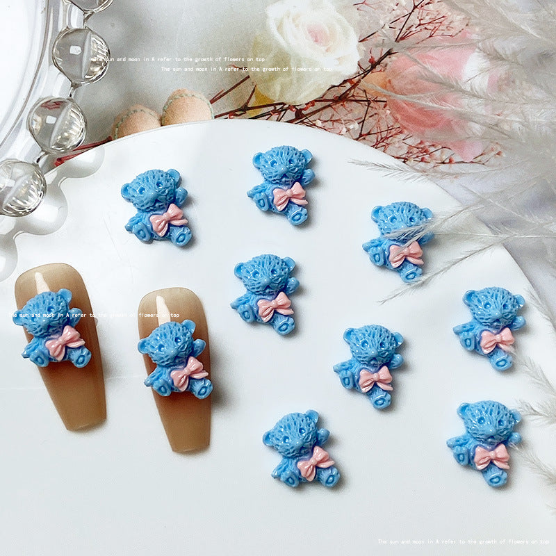 Cute Cartoon Bear Ornament Luminous Bow Nail Care Nail Art