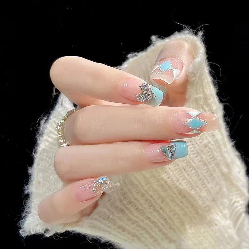 Style Petite Sœur Mi-Longueur Porter Armure Perle Papillon Amovible Nail Art