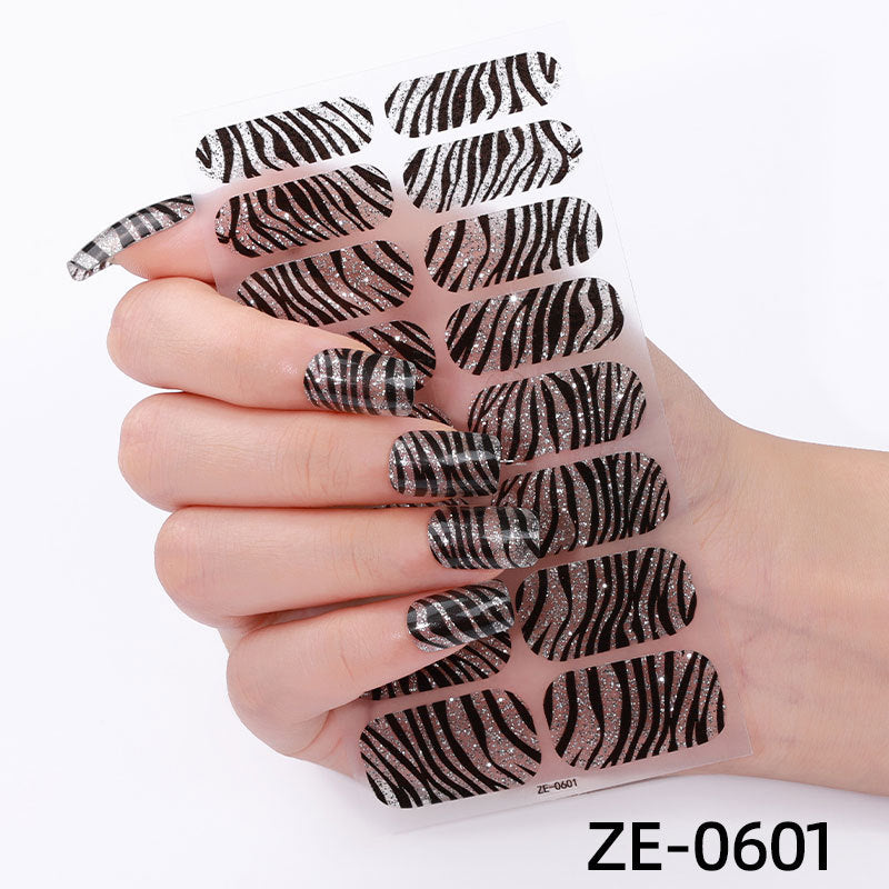 Powder Flashing French Butterfly Simple Flowers Nail Stickers