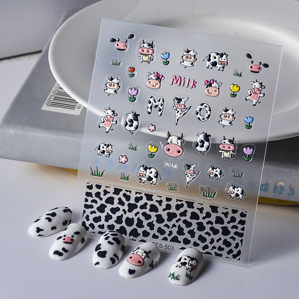 Live Studio Cow Relief Clip Hand Nail Stickers