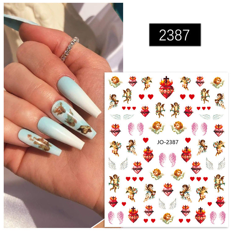 Retro Virgin Little Pattern Cupid Angel Nail Stickers