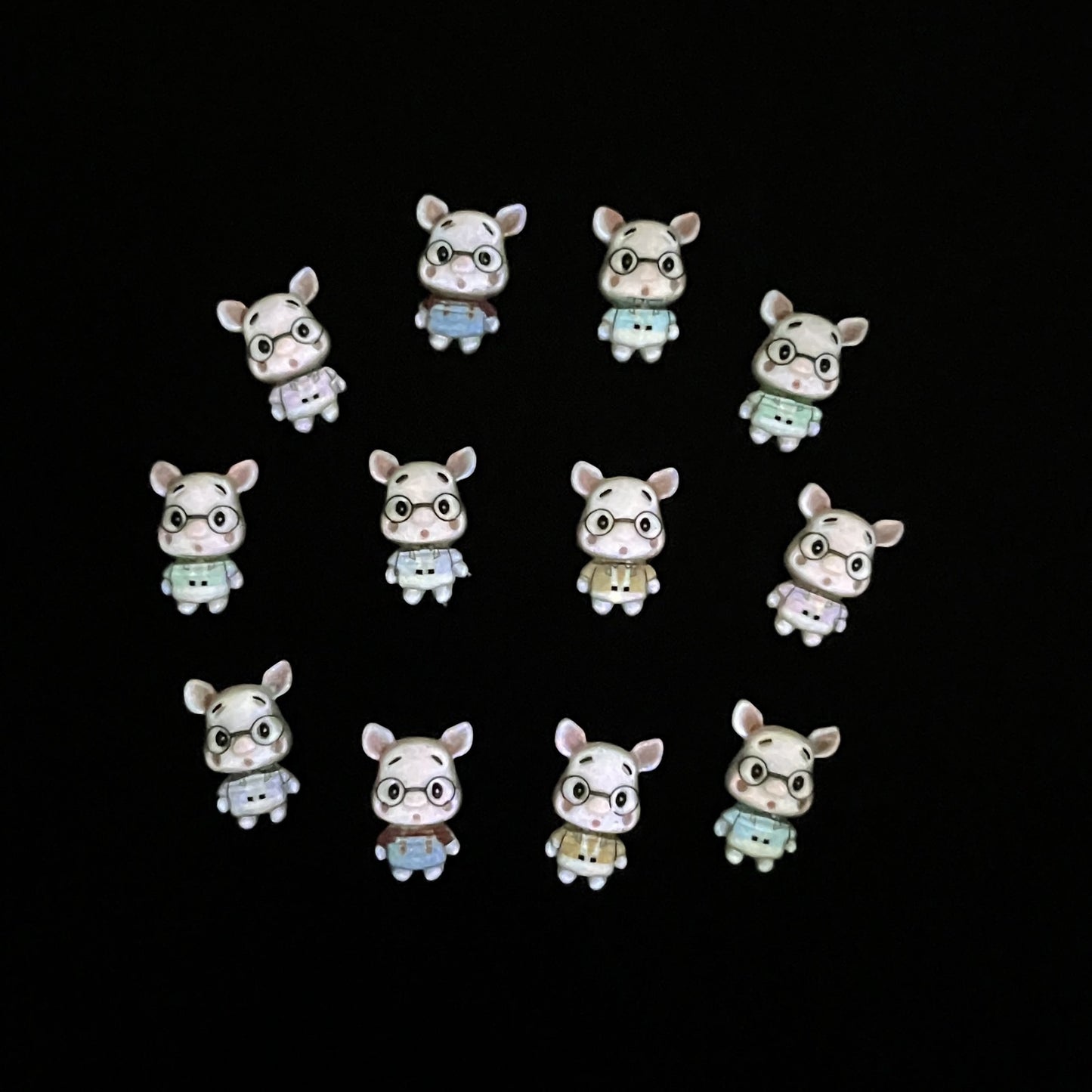 Pig Doctor Cartoon Ornament Three-dimensional Wear Glasses Nail Care Nail Art