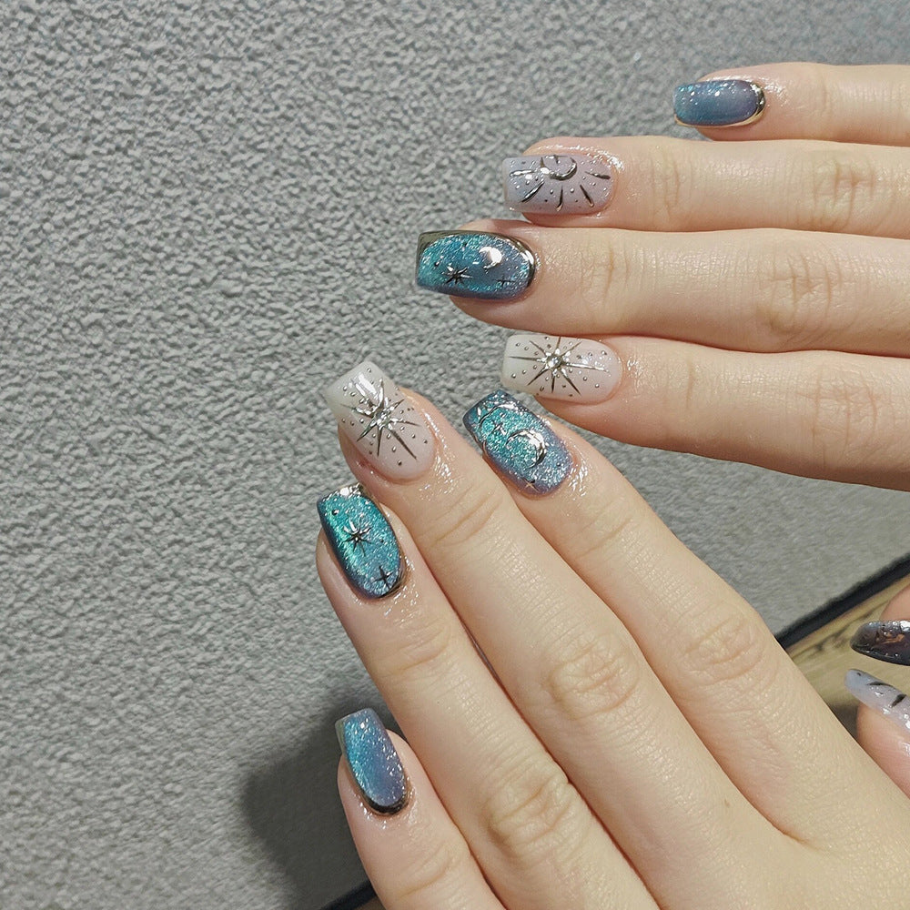 Liquid Metal Sier Retro Asterism Little Nail Stickers