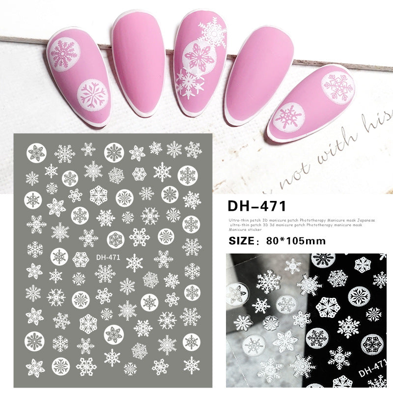 Autocollants pour ongles chaussettes de Noël Elk Husband White Snow