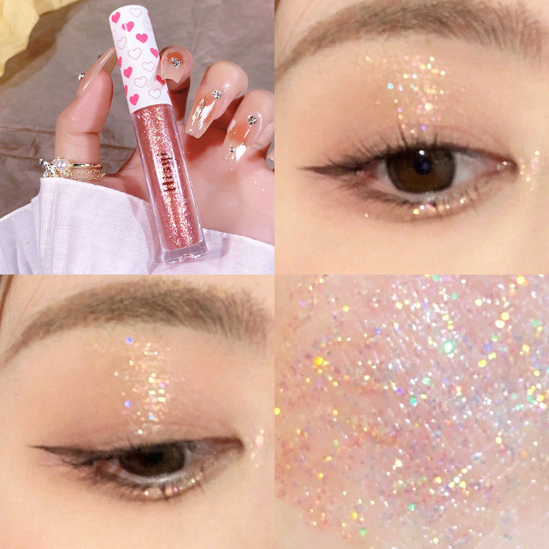 Women's Waterproof Shiny Crystal Crouching Silkworm Monochrome Eyeshadow