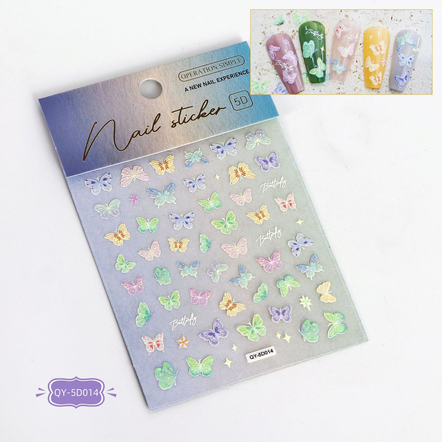 Relief Butterfly Laser Thin Tough Three-dimensional Nail Stickers