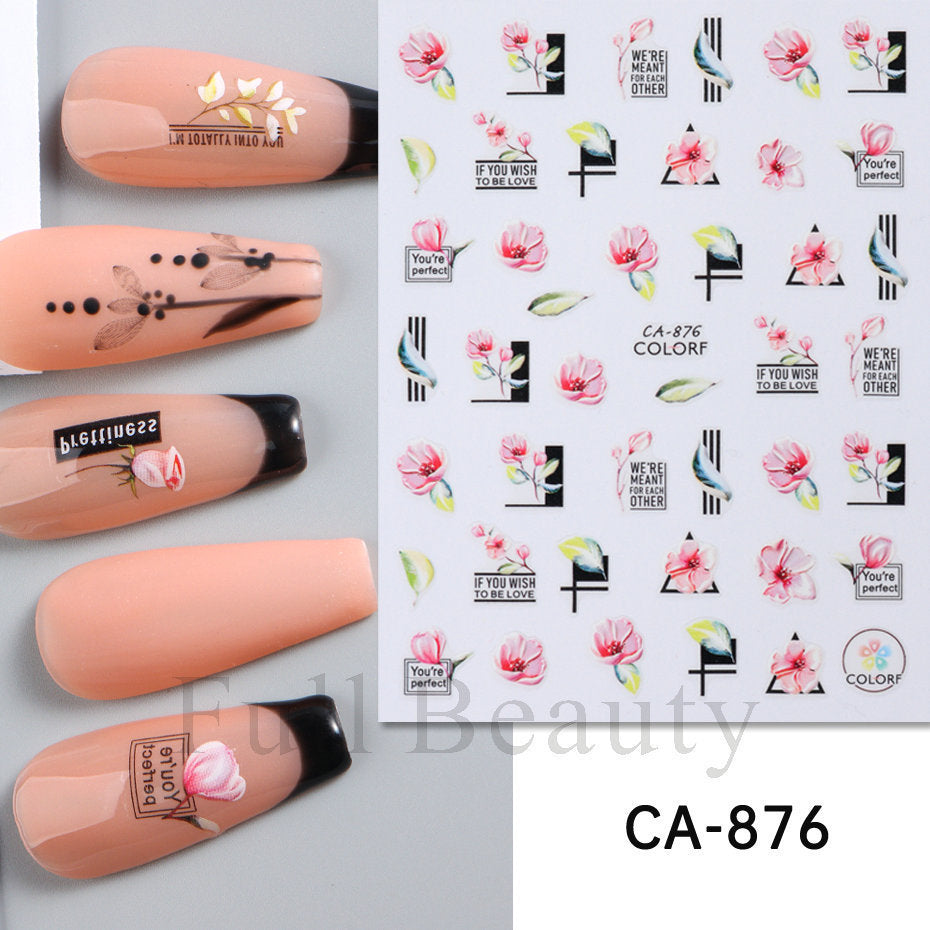 Glamorous Spring Rose Flower Tulip Adhesive Nail Stickers