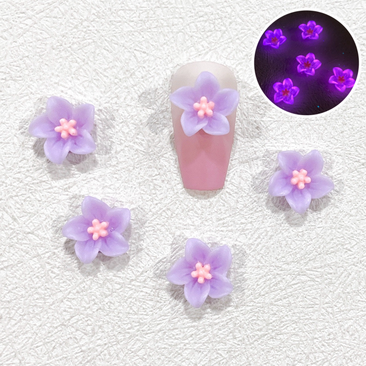 Ornement Pétunia Lumineux Résine Petite Fleur Couleur Soin des Ongles Nail Art