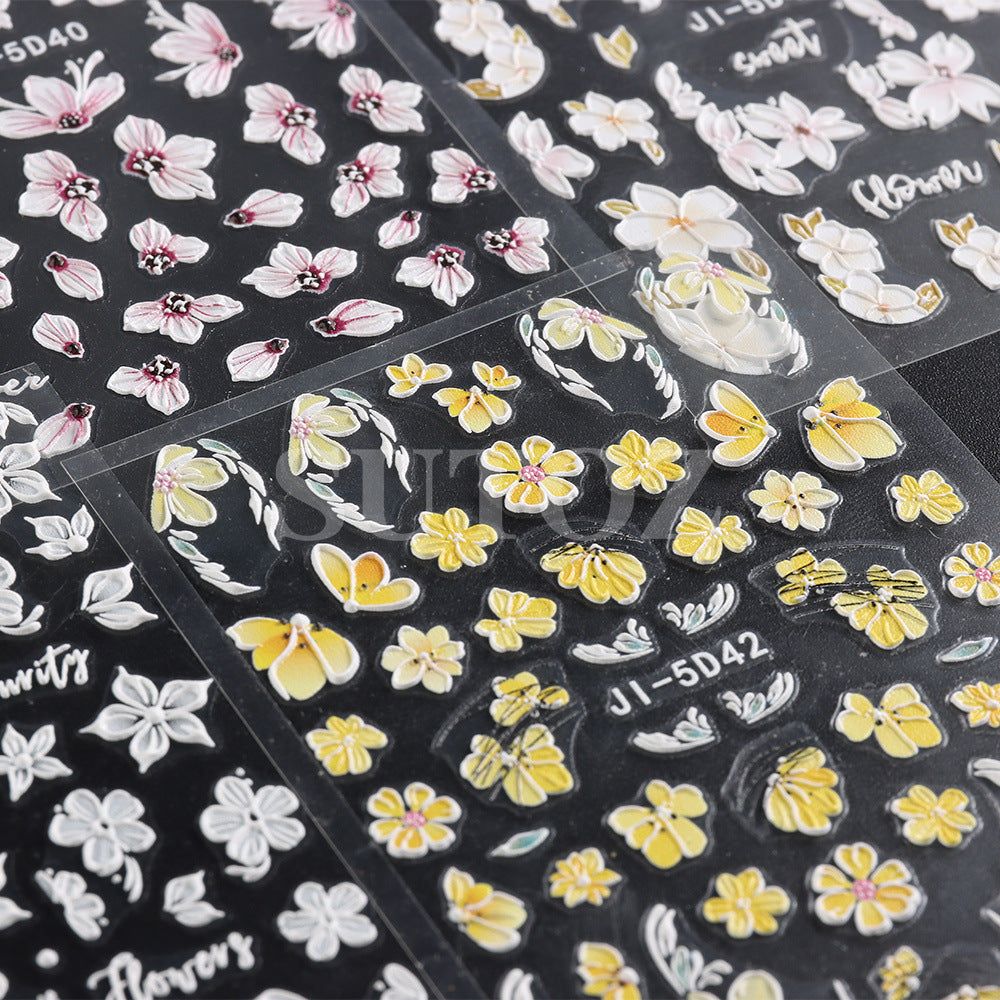 Spring Fresh Relief Three-dimensional Kapok Osmanthus Nail Stickers