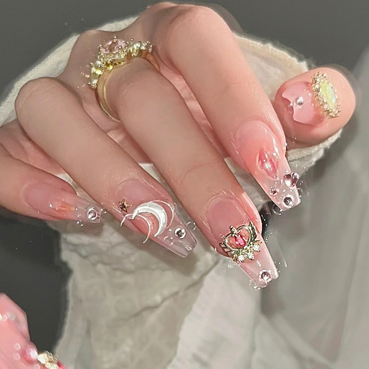 Piece Flesh Colored Smile French Cat Nail Stickers