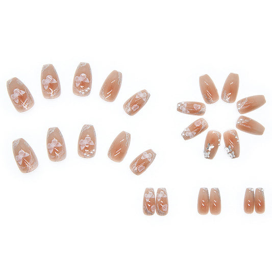 Autocollants pour faux ongles de ballet tridimensionnels Butterfly White Wear