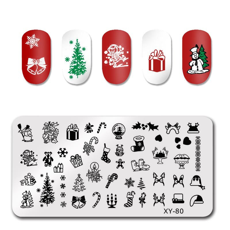 Plate Rectangle Transfer Print Template Christmas Snowflake Nail Tool Set