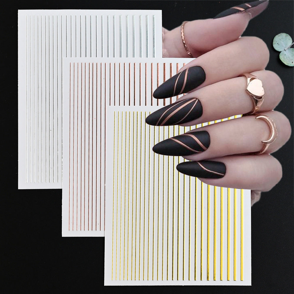 Girly Simplicity Solid Color Stripes Paper Nail Stickers