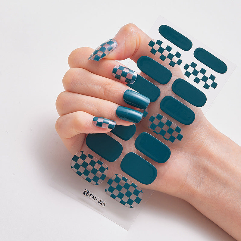 Metal Texture Full Chessboard Grid Heating Nail Stickers