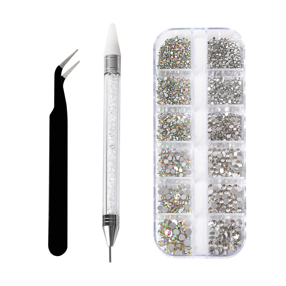 Ensemble d'outils de forage pour ongles avec pince à crayon à double tête et strass