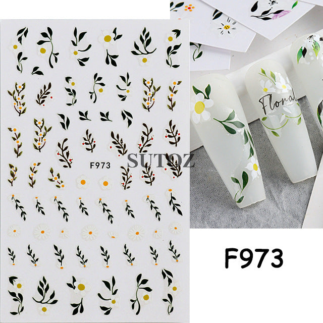 Fresh Rape Flower Snow Mowing Butterfly Nail Stickers