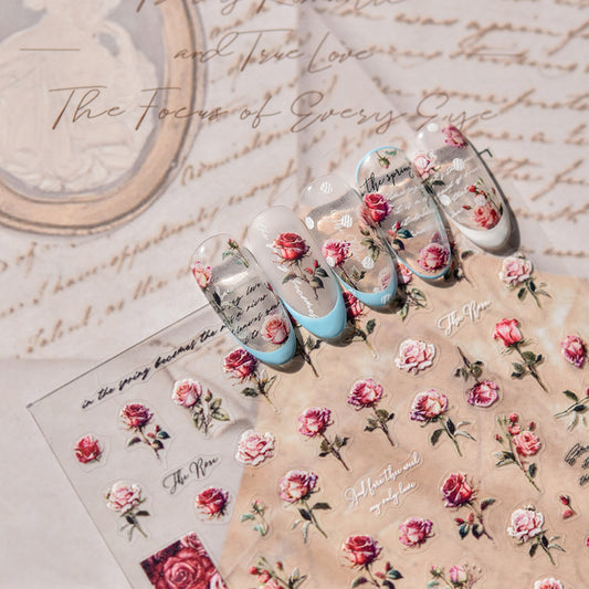 Thin Tough Retro Flower French Line Nail Stickers