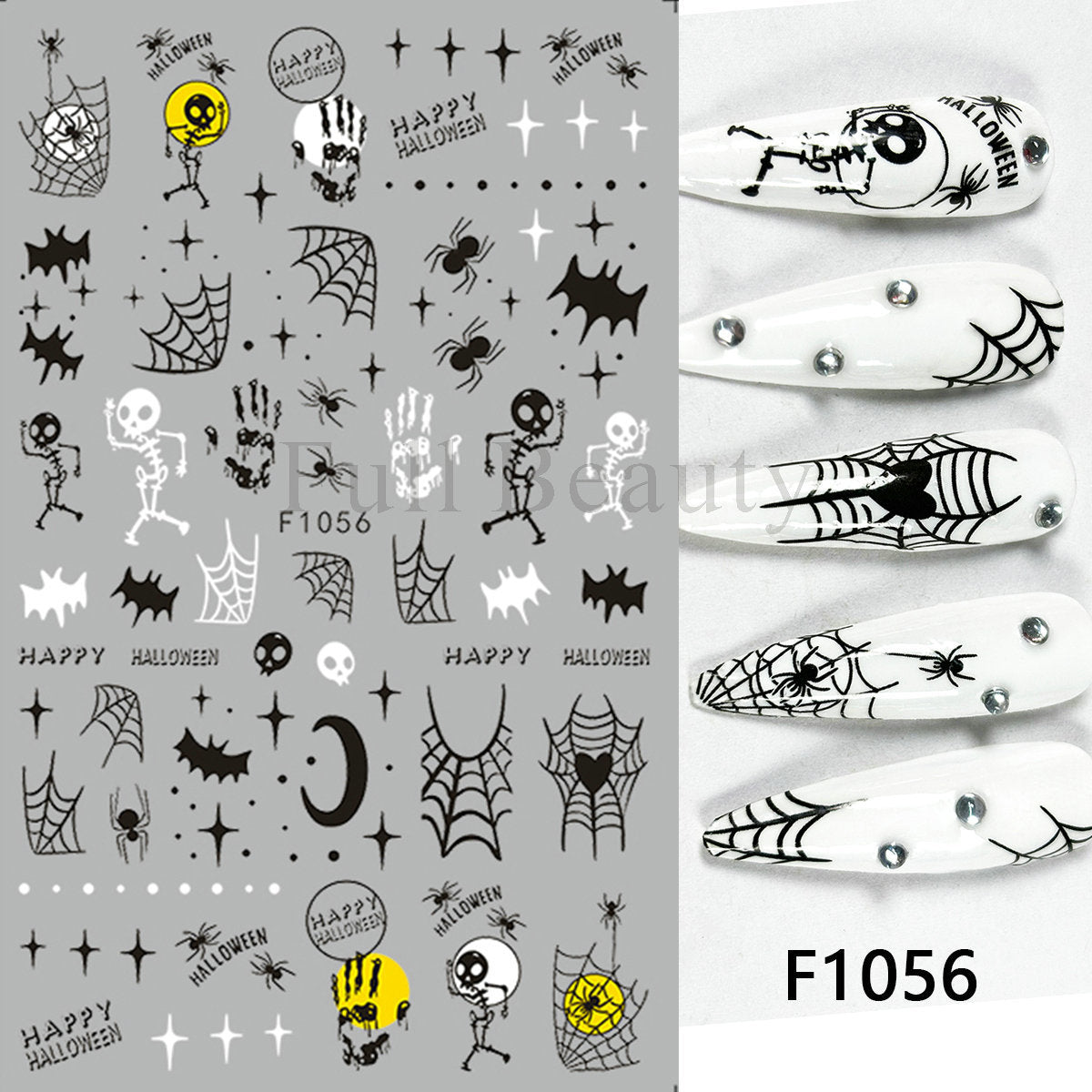 Dark French Pumpkin Devil Spider Web Nail Stickers