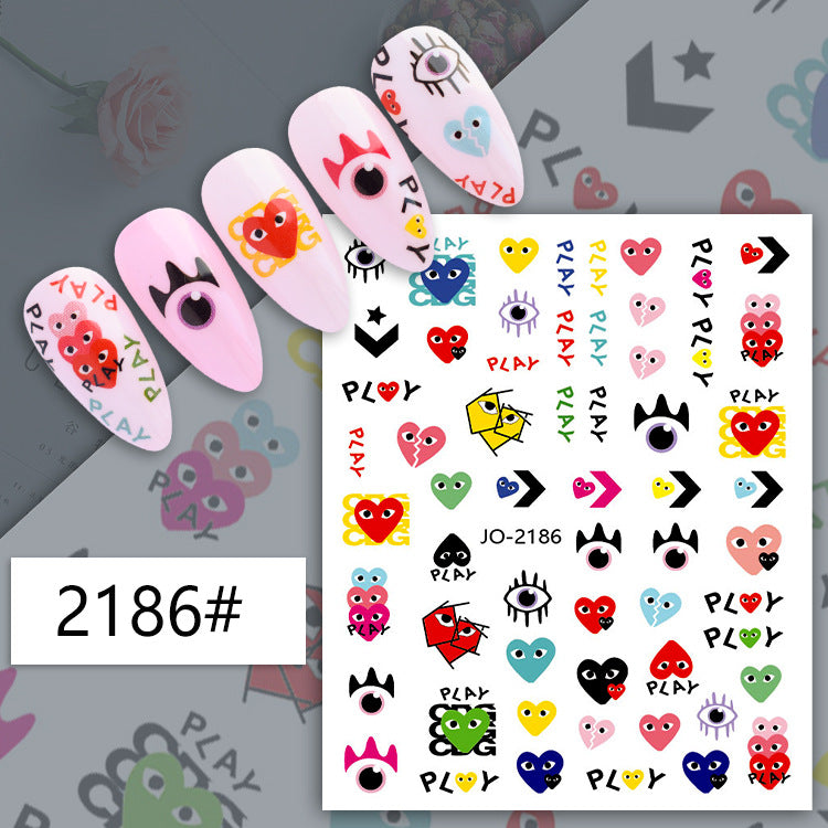 Heart Abstract Twisted Smiley Pattern Fingernail Nail Stickers