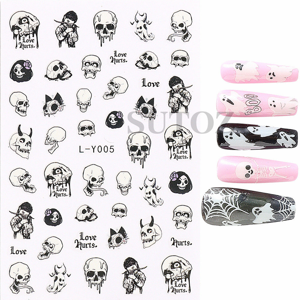 Retro Cartoon Cupid Angel Black Cat Nail Stickers