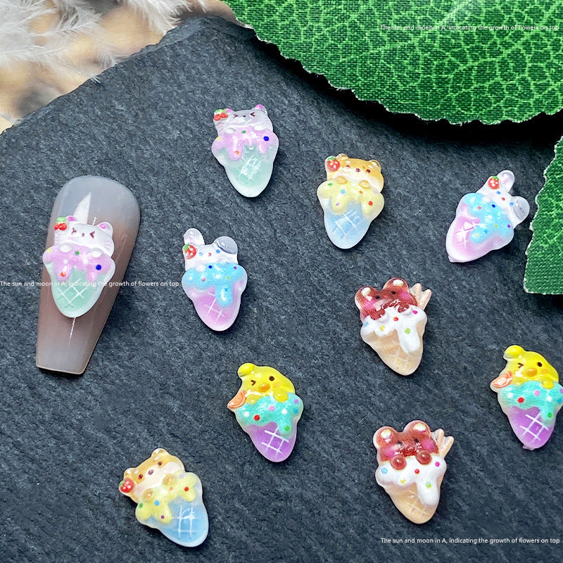 Children's Summer Cartoon Ornament Cute Bear Ice Nail Care Nail Art