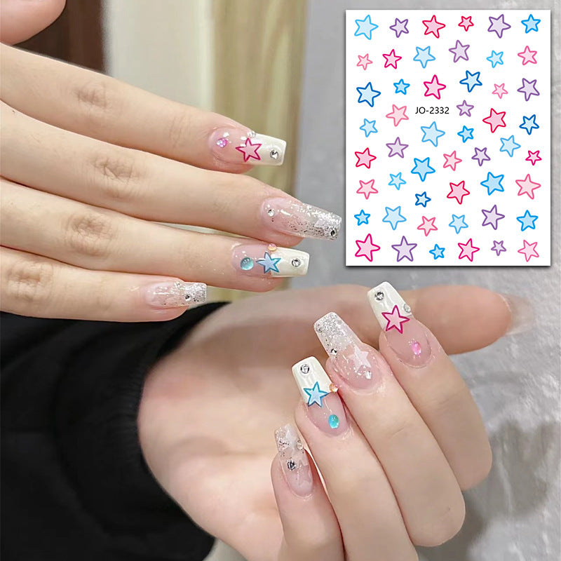 Macaron Five-pointed Star Love Adhesive Decals Nail Stickers