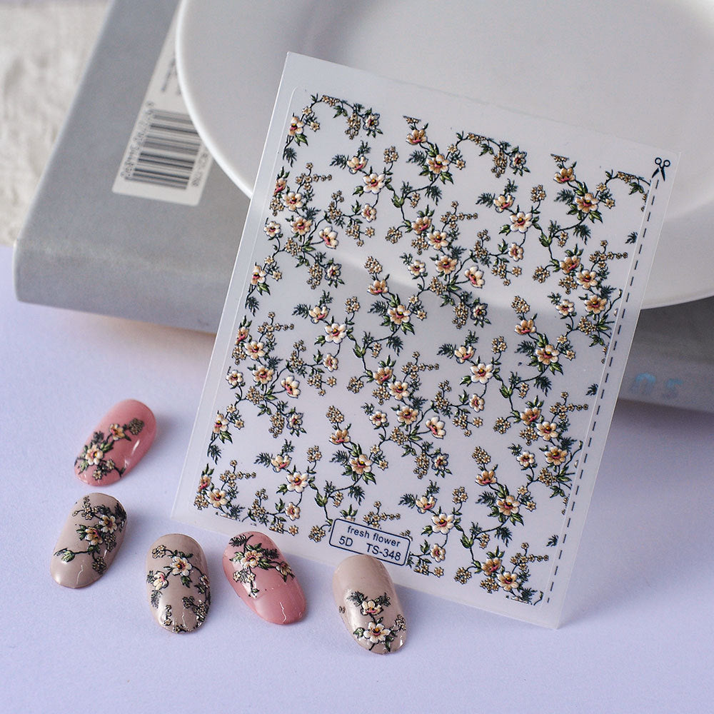 Women's Lace Embossed Artificial Flowers Full Available For Pregnant Nail Stickers