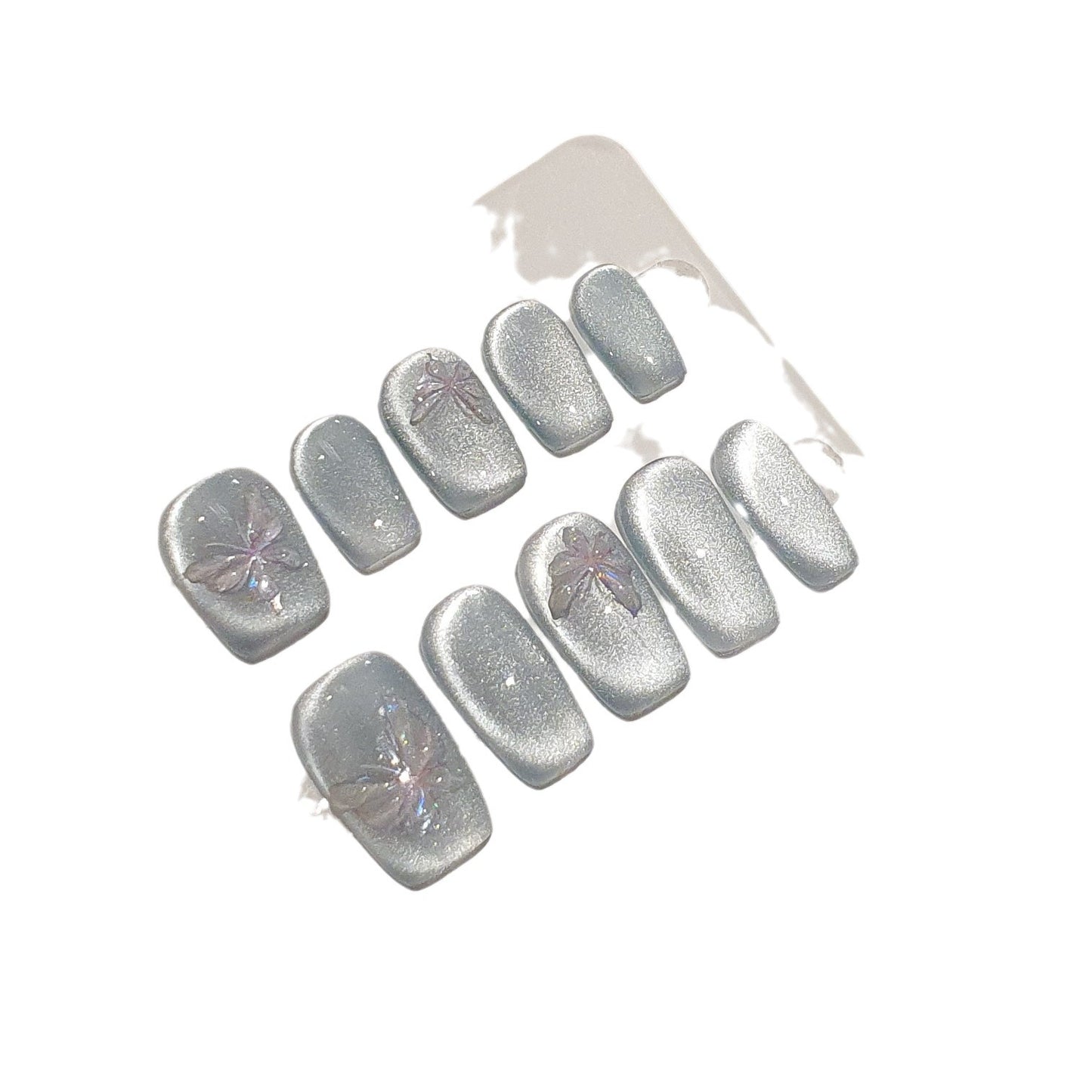 Manicure Fake Nails Blue Cat Flash Nail Stickers