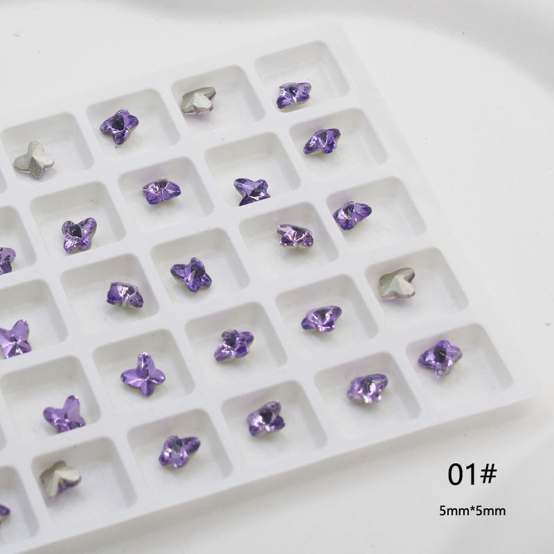 Crystal Purple Pointed Bottom Fancy Shape Diamonds Super Nail Care Nail Art