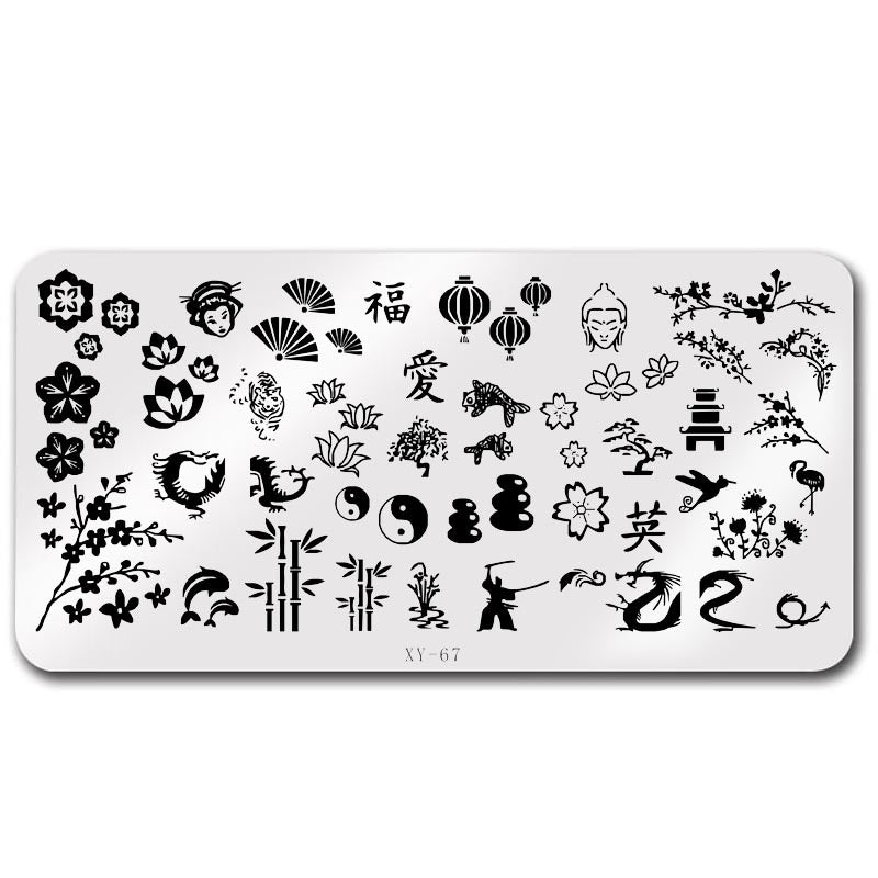 Plate Rectangle Transfer Print Template Christmas Snowflake Nail Tool Set